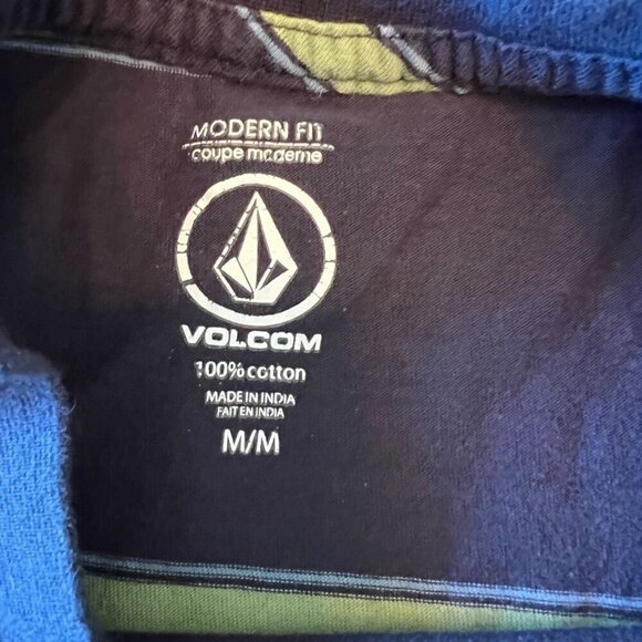 Volcom Navy & Green Stripe T-Shirt Modern Fit Medium Size Medium - Picture 3 of 11
